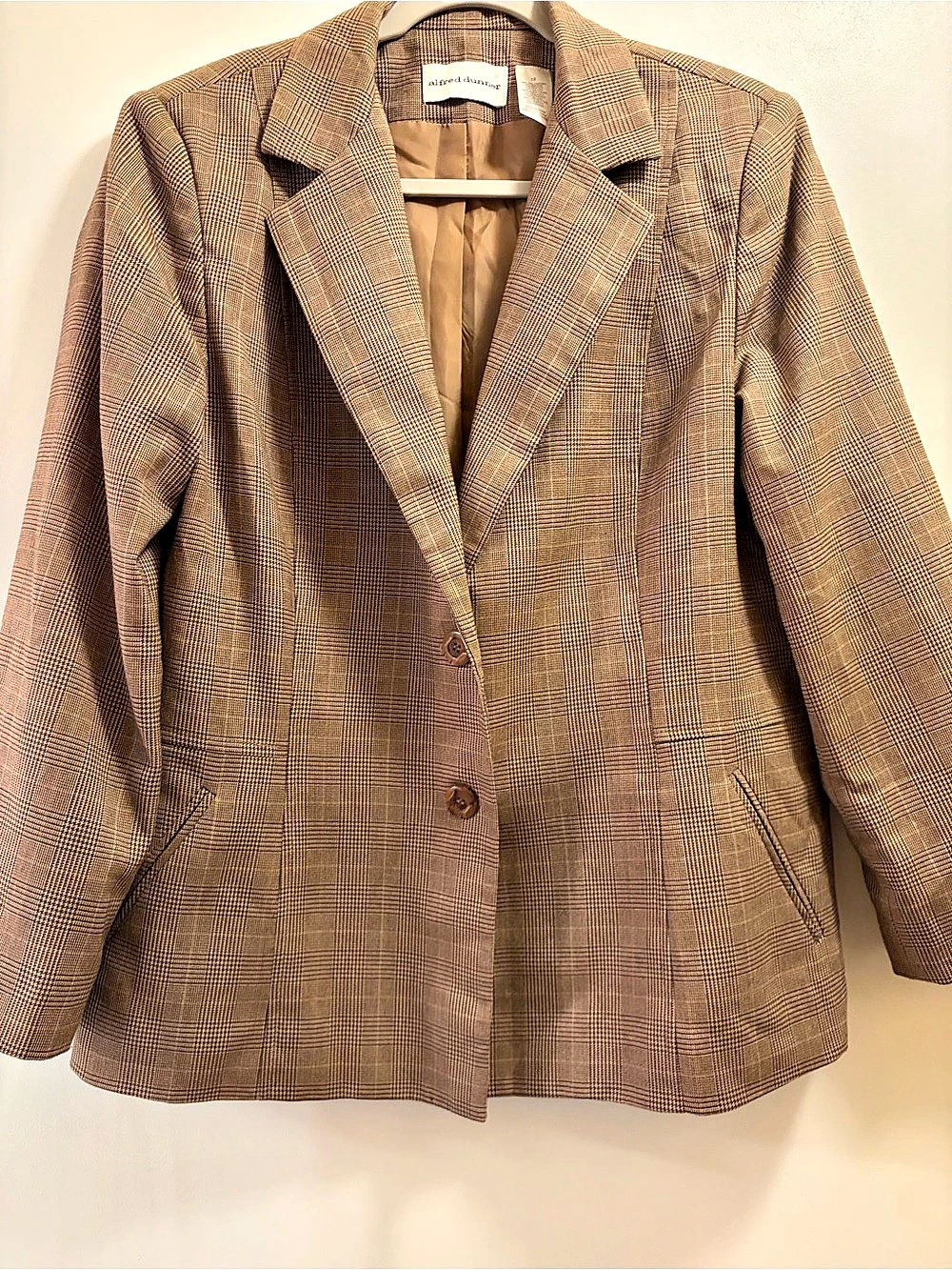 Alfred Dunner Women's Checkered Blazer in Brown Like New